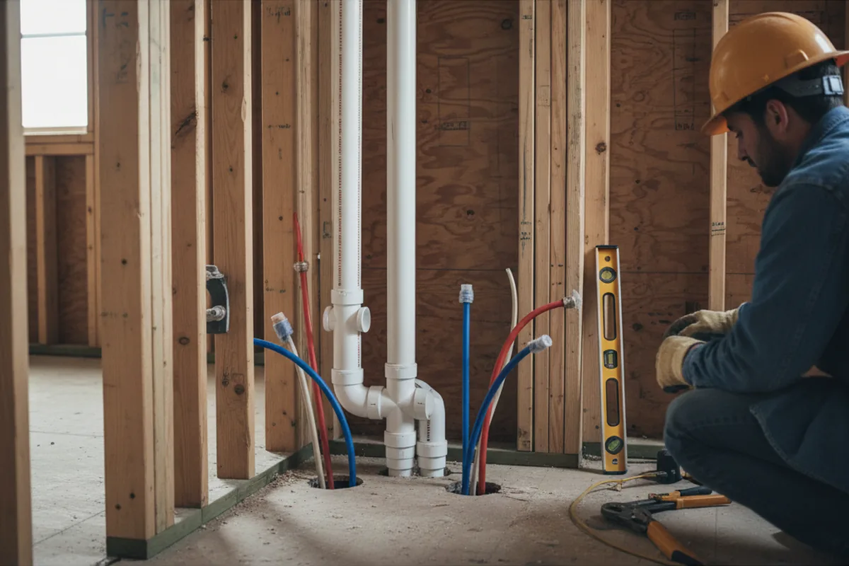 Drain and supply rough-in during Drain Cleaning in Waunakee
