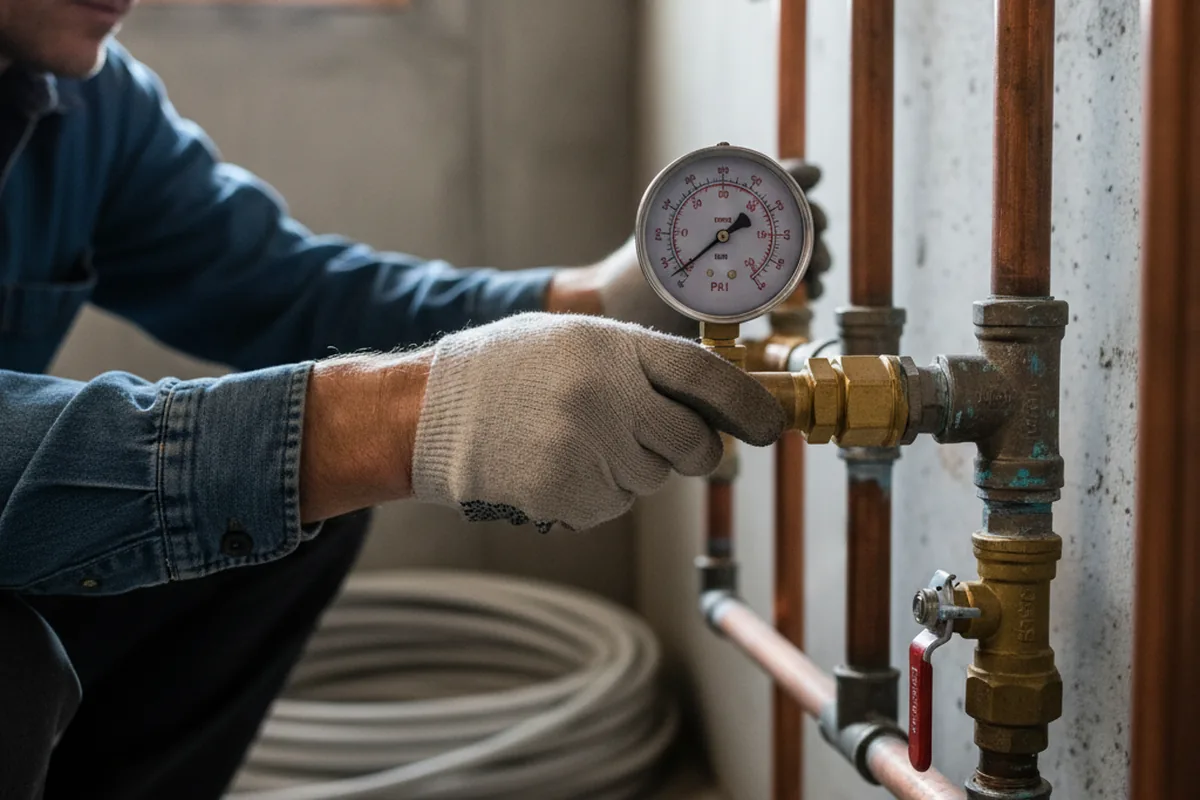 Pressure testing a repaired line during Water Line Repair in Waunakee